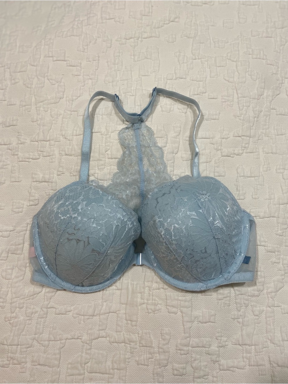 Victoria's Secret Powder Blue Lace Racerback Bra